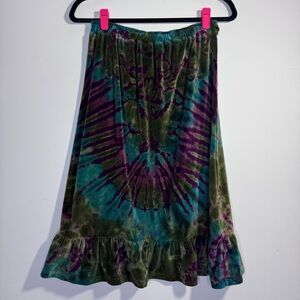 Gypsy Rose Tie Dye Skirt Boho Festival Midi Ruffle Hem Cotton S M